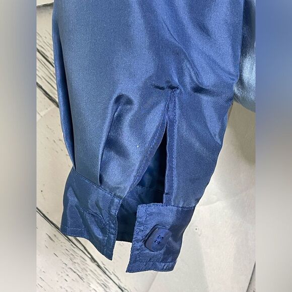 Vintage 80s Mureli Jacket 100% Silk Butterflies Moths Blue S - Picture 8 of 14